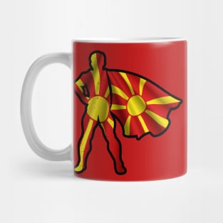 Macedonia Hero Wearing Cape of Macedonian Flag Hope and Peace Unite in Macedonia Mug